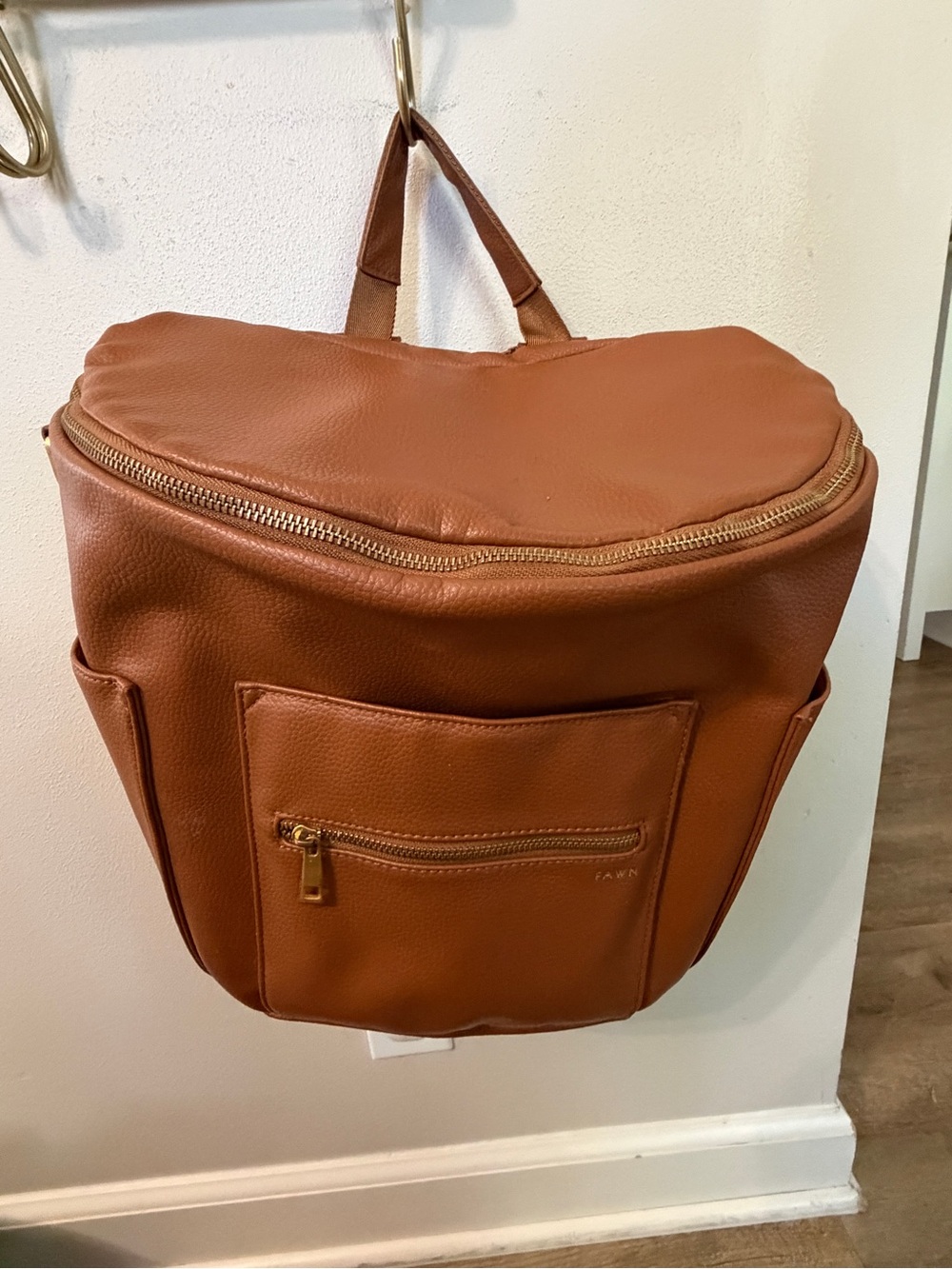Fawn Design Leather Baby Backpack - Cognac Brown
